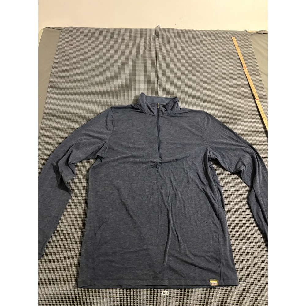 LL Bean Mens M Tall Blue Heather 1/4 Zip Pullover Mock Neck Shirt 522787